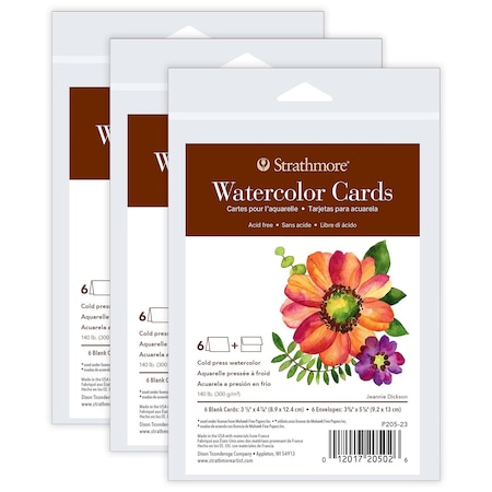 Strathmore 400 Series Watercolor Cards & Envelopes, Anniversary Size, 3.5x4.875 inch, 18PK P205-23