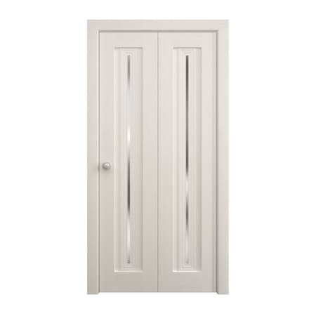 Sartodoors Sliding Closet Bi-fold Doors 72 x 80 inches, Ego 5014 Painted White Oak, Sturdy Tracks Moldings Tr EGO5014BF-PWO-72x80 (2* 36x80)
