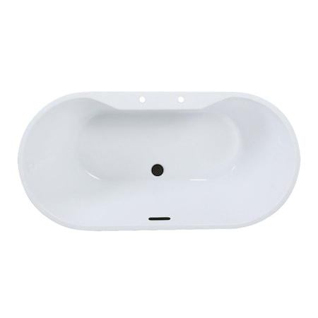 Kingston Brass 67" Acrylic Oval Double Ended Freestanding Tub with Drain, Glossy White/Matte Black VT7DE673223C420