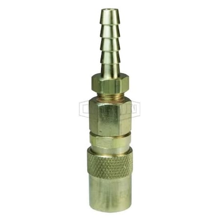 Dixon CM Series Quick-Release Valved Coupler, 1/2 in Nominal, Coupler x Barb, Brass, Domestic 3CMS4-B