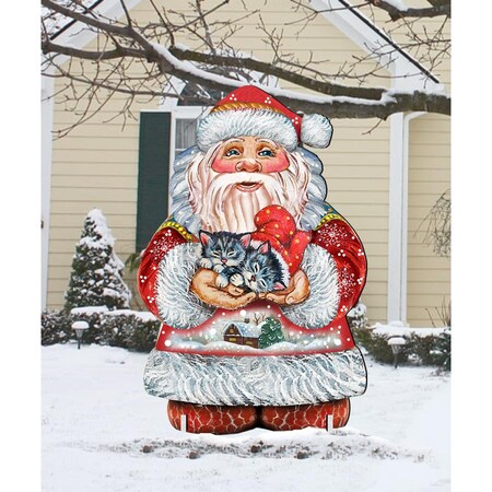 Heat Wave 8117808 Kitten Holiday Santa Wooden Christmas Ornament HE1767644