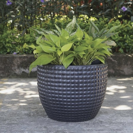 Deroma Bayfield 11.6'' Dia. Matte Black Ceramic Planter 3208219A