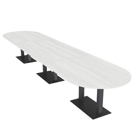 Skutchi Designs Racetrack Conference Table With Power Unit, 48 in W, 216 in L, White HAR-RAC-48X216-DOU.BK-WA7976-NA