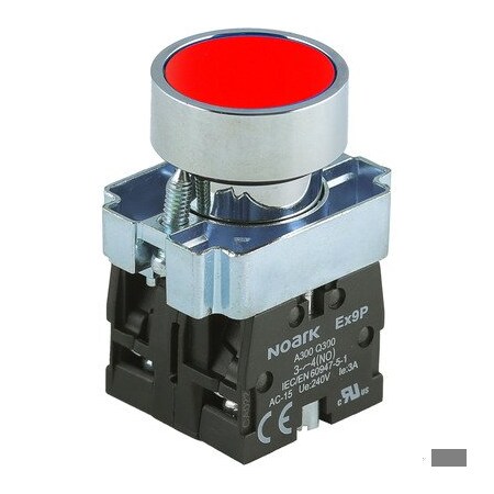 Noark Push-button - Ex9PB - 1200003 - Momentary - Round Flat - Red - 1NO EX9PBA41