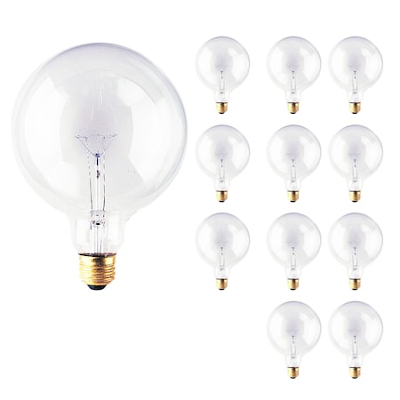 Bulbrite Incandescent Dimmable 25W Globe G40 Bulbs, Clear Glass, Medium E26 Screw Base, 2700K, 12PK 861011