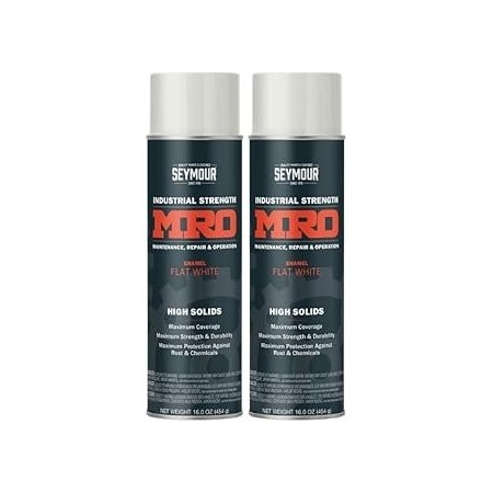 Seymour Midwest MRO Industrial High-Solids Spray Paint, Flat White, 16 oz, 2PK 6201412-2
