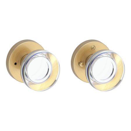 Baldwin Privacy Contemporary Crystal Knob and Contemporary Round Rose with 6AL Latch and Dual Strike PVCCYCRR044