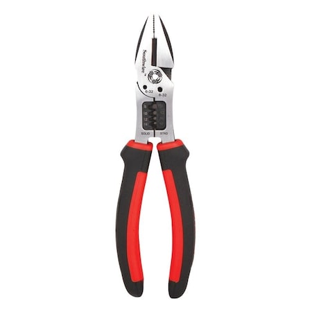 Southwire 6-In-1 Lineman's Multi-Tool Plier, 8 in OAL, Black/Red Handle, Comfort Grip Handle MPSCP