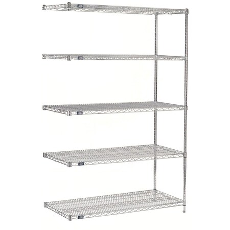 Global Industrial Nexel 5 Shelf, Chrome Wire Shelving Unit, Add On, 72"W x 36"D x 74"H B3150045