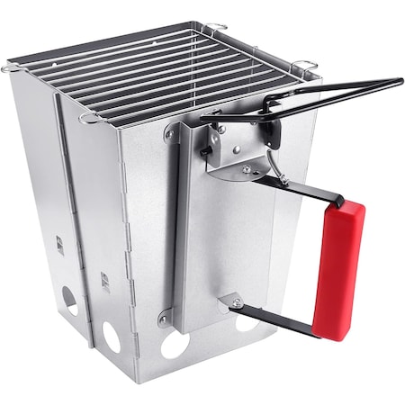 Ipower YSSOA Portable Charcoal Chimney Starter Foldable, Collapsible, Silver GLFIRESTARTER14SPRO