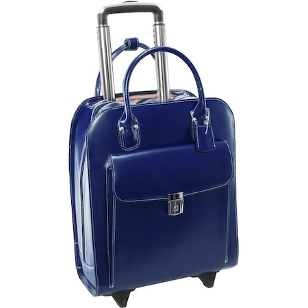 Mckleinusa McKlein 97697 15.6 in. Uptown Leather Vertical Wheeled Ladies Briefcase; Navy - 13.5 x 6 x 16 in. 97697
