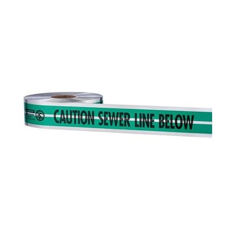 Empire Level CAUTION SEWER LINE BELOW -Premium Detectable Utility Green Tape 3IN X 1000FT 31-053