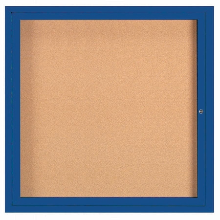 Aarco Illuminated Enclosed Bulletin Board w/ Blue Powder Coated Al Frame, 36''Hx36''W DCC3636RIB