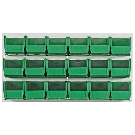 Quantum Storage Systems 36X19 HC LOUVERED PANEL W/18 BINS GREEN QLP-3619HC-230-18GN