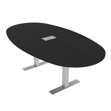 Skutchi Designs 6ft Boval Conference Table With Power | Harmony Series | 6 Person Meeting Room Table HAR-BOVL-48X72-T-U999ST19-ESIL