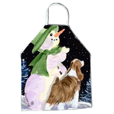 Carolines Treasures Snowman with English Springer Spaniel Apron - 27 x 31 in. SS8949APRON