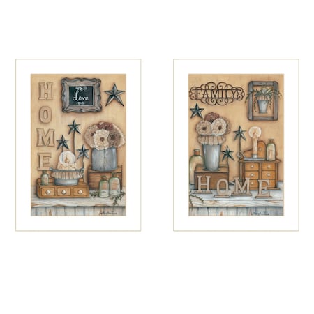 Homeroots Set Of Two Where Family and Friends Gather II 2 White Framed Print Wall Art, 2PK 405906
