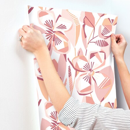 A-Street Prints Nathalie Coral Abstract Blooms Wallpaper 4135-27279