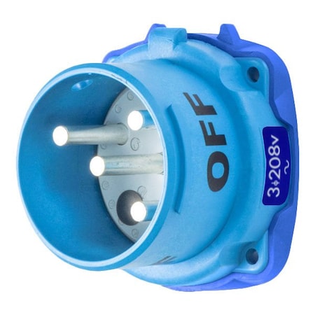 Meltric DS60 INLET POLY BLUE SIZE 4 TYPE 4X IP 69 3P+G 60 A 208 VAC 60 Hz NO AUX 33-68163