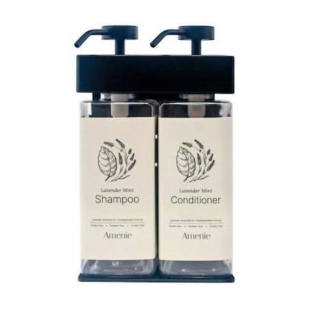 Amenie Lavender Mint SOLera Rectangle 2 Chamber Refillable Dispenser, Black 39288-R3-C-LAVM