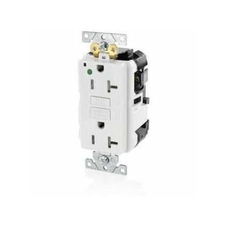 Leviton GFCI Receptacle, 5-20R, 20 A, 2 Pole, 3 Wire, Grounded MGFT2-HGW