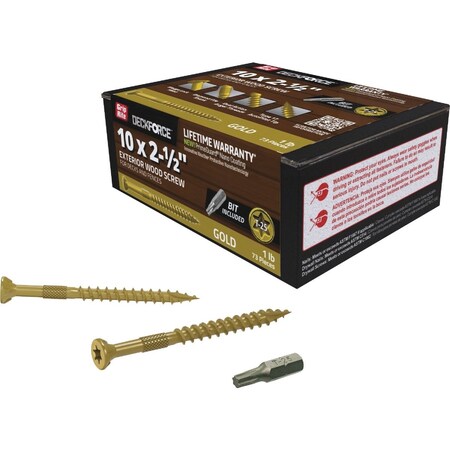 Grip-Rite DeckForce PrimeGuard Nano No, 10 x 2-1/2'' Star Drive Gold Screw, 1 Lb. GRDF212STGD1