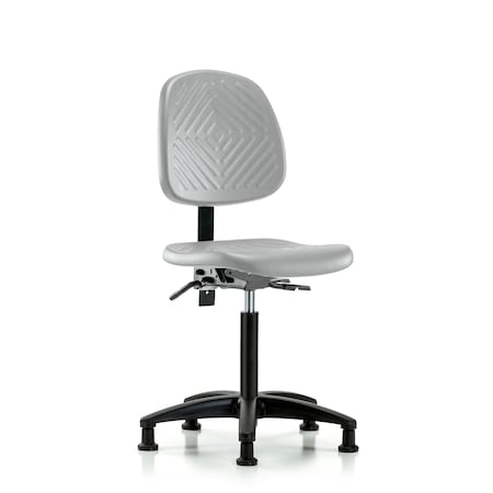 Blue Ridge Ergonomics Poly Chair - Medium Bench Height with Medium Back, Seat Tilt, & Stationary Glides in Gray Poly PMBCH-MB-RG-T1-A0-NF-RG-GRY