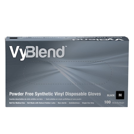 Safety Zone Synthetic Vinyl Powder Free 4.5 mil Gloves - Black, Med - Case of 1000 GL-VN104BKFM