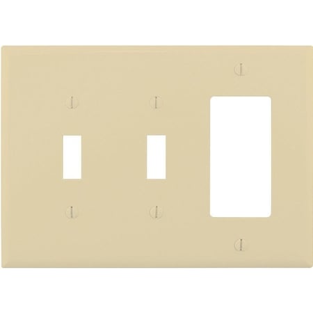 Eaton Wiring Devices Combination Wallplate, 4-7/8 in L, 6-3/4 in W, 3 -Gang, Polycarbonate, Ivory PJ226V