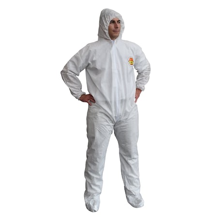 C-Max Protective Coverall, w/Hood, White, PK25 SMS4005XL