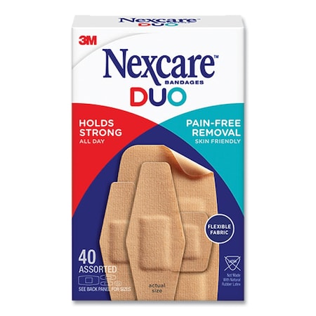 Nexcare DUO Bandages, Plastic, Assorted Sizes, 40PK DSA-40
