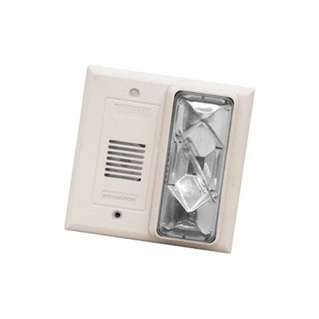 Edwards Signaling Buzzer/Strobe, Buzzer, Continuous, 120V AC, 79dB at 1 ft, Thermoplastic, Clear Lens, White Housing 7007B-N5