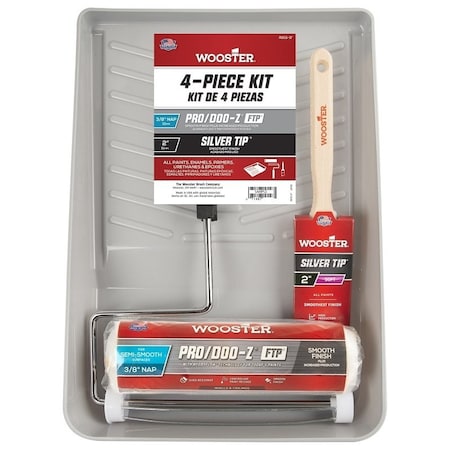 Wooster Roller Kit, SemiSmooth Surface, Polypropylene, 4Piece R915-9