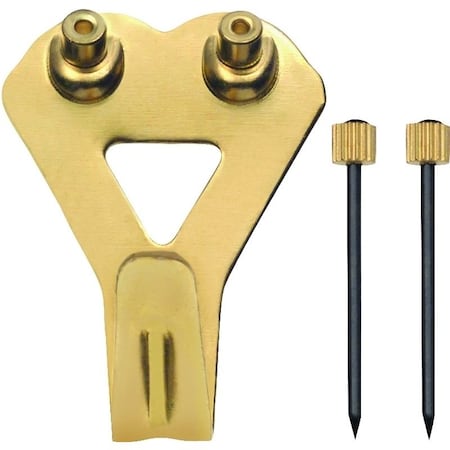 Ook Picture Hanger, 50 lb, Steel, Brass, Gold, 2PK 50025