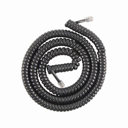 Power Gear Coiled Telephone Cord, Plug/Plug, 25 ft, Black 76139999/86139