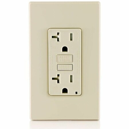 Leviton GFIRcptcl, 20A, 125VAC, Almnd, Polycarb GFTR2-T