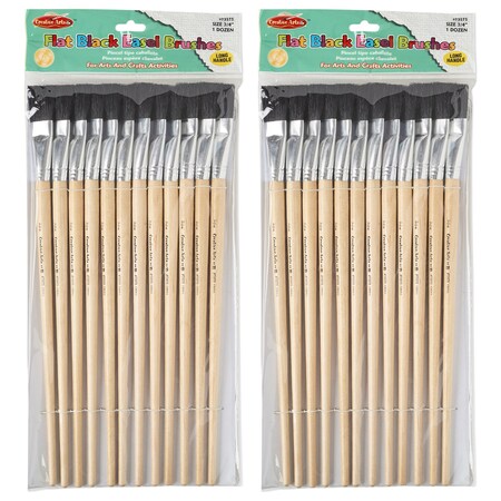 Charles Leonard Creative Arts Flat Easel Brushes, 3/4in Bristle, Black, 24PK 73575