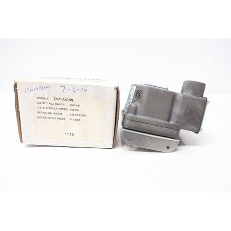 Barksdale PRESSURE SWITCH 1/4IN 0.5-80PSI 125/250/480V-AC/V-DC D1T-A80SS