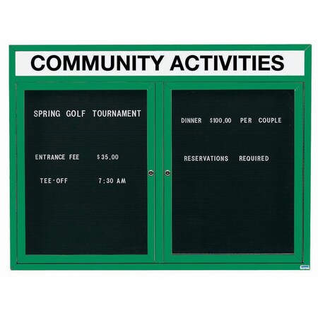 Aarco Outdoor Enclosed Directory w/ Al Frame Header, Powder Coated Green, 36''Hx48''W OADC3648HG