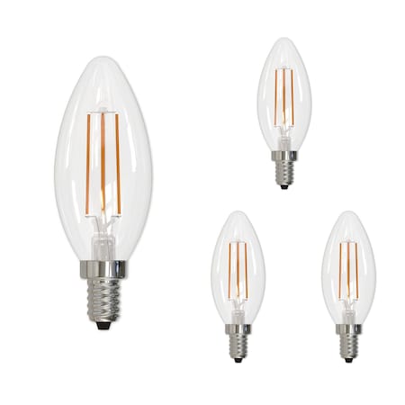 Bulbrite LED Filament 5 W Dimmable B11 Light Bulb with Clear Glass Finish and E12 Base, 4000K, 500Lumens, 4PK 861688