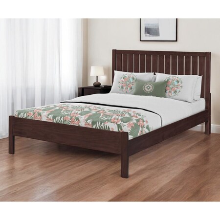 Homeroots Brown Solid Wood Queen Bed Frame 523630