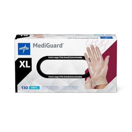 Medline For California Only, MediGuard Powder-Free Clear Vinyl Exam Gloves, Size XL, 1300PK 6MSV514