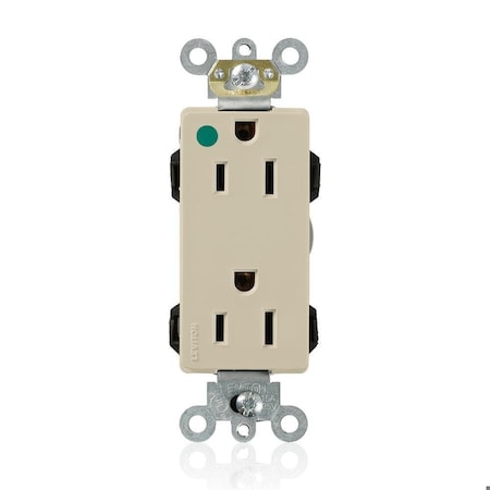Leviton Straight Blade Receptacle, 5-15R, 15 A, 125V AC, Flush Mount, Self-Grounded M1626-HGI