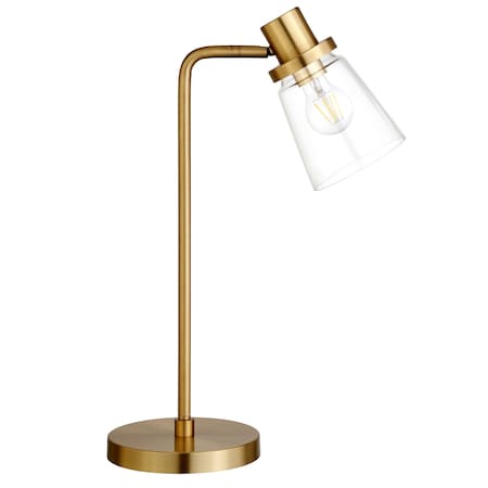 Homeroots 21" Brass Metal Arched Table Lamp With Clear Cone Shade 524488