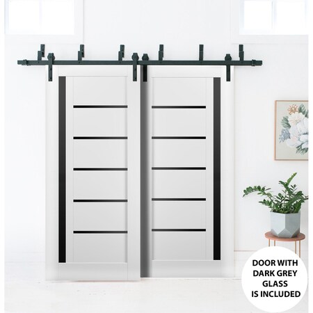 Sartodoors Sliding Closet Barn Bypass Doors White 64x96 (2* 32x96) Solid Core Modern Interior QUADRO4588BBB-WS-6496