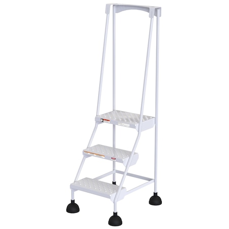 Vestil 63.4375 H Steel Commercial Spring Loaded Rolling Ladder, 3 Steps LAD-3-W-P