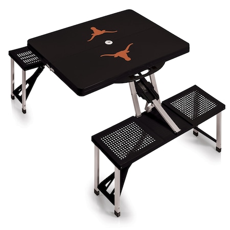 Picnic Time Family Of Brands Texas Longhorns - Picnic Table Portable Folding Table, Black 811-00-175-194-1
