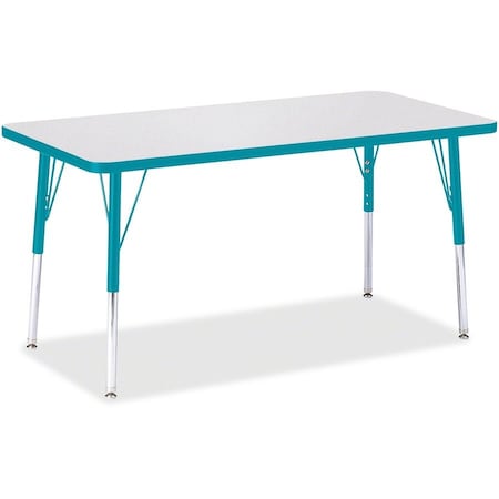Jonti-Craft Berries Rectangle Activity Table, 24 in. x 48 in., A-height, Freckled Gray/Teal/Gray 6403JCA005