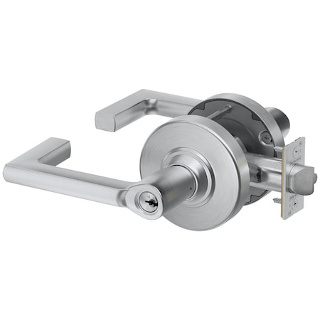 Schlage Grade 1 Entrance/Office Cylindrical Lock, Conventional Cylinder, Longitude Lever w/Rose, Satin Chrome PC50P LON 626