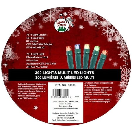 Santas Forest 0 Rice String Light, Line, 3 VDC, 29V 36 W, 10Lamp, MultiColor Lamp 3830